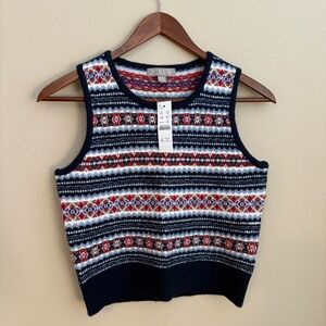 NWT Modern Authentic Womens J. Crew Lambswool Fair Isle Style Sweater Vest